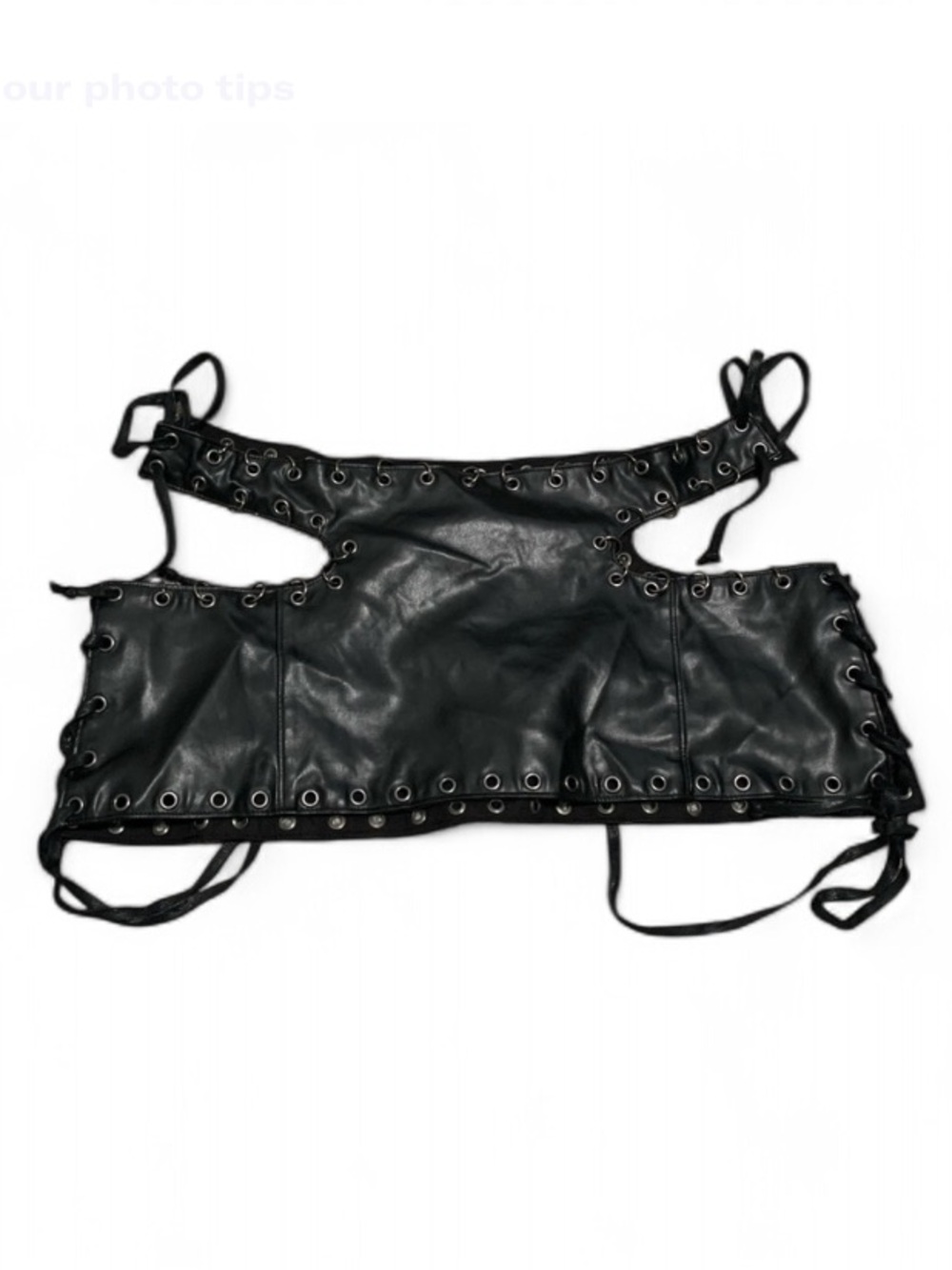 Club Exx Black Lace-Up Sides Vegan Leather Crop Top